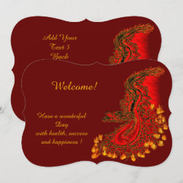 Convites China Dragon in red and gold , Add Your Text