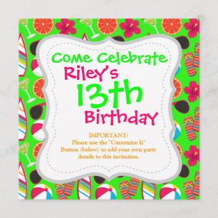 Convites Chinelos de festas de praia Óculos de sol Bola de 