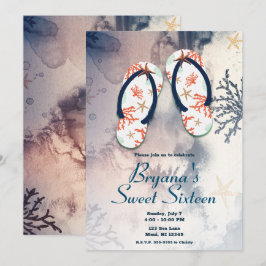 Convites Chinelos de Praia Tropical Festa de 16 Anos Doce 