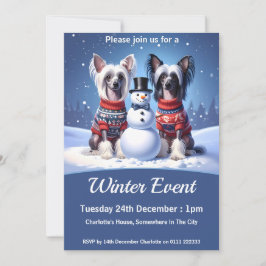 Convites Chinese Crested Dogs & Snowman