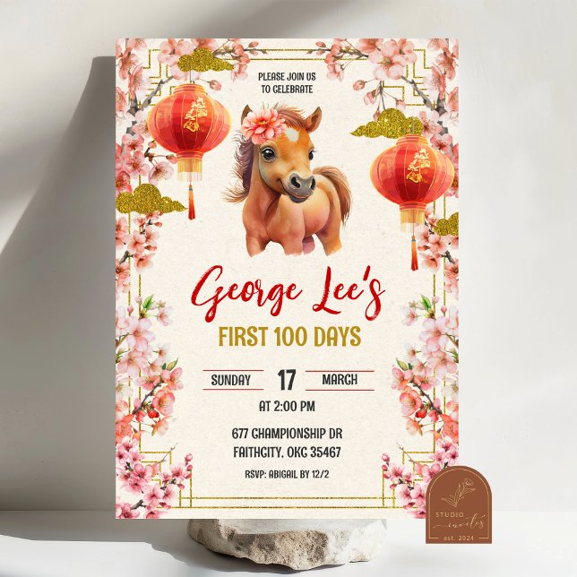 Convites Chinese Horse Zodiac 2026 First 100 Days (Criador carregado)