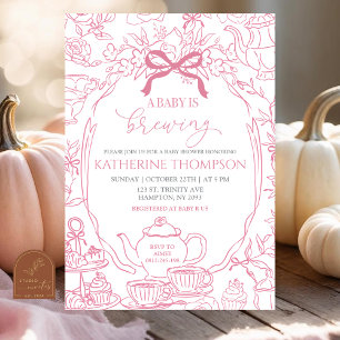 Convites Chinoiserie Baby está criando Chá de fraldas Flora