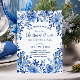 Convites Chinoiserie Blue Floral Nutcracker