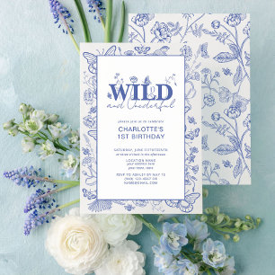 Convites Chinoiserie Blue Wild & primeiro aniversario Marav