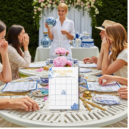 Convites Chinoiserie Blue Willow Bridal Shower Bingo game