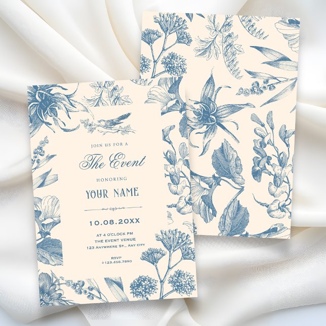 Convites Chinoiserie botânica floral vintage  (Criador carregado)