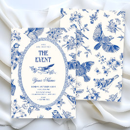 Convites Chinoiserie botânico floral ave