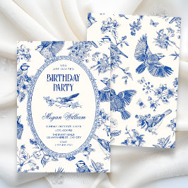 Convites Chinoiserie botânico floral ave aniversário