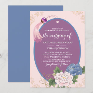 Convites Chinoiserie Chic Peonies & Tassel Weding Invitati