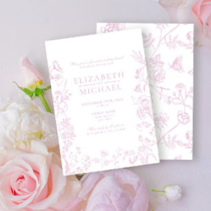 Convites Chinoiserie Dusty Rosa Floral Posta Casamento Brun