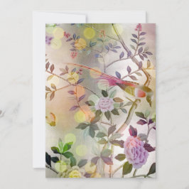 Convites Chinoiserie Floral Dourada Luminescente com Aves