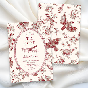 Convites Chinoiserie floral vintage de pássaro