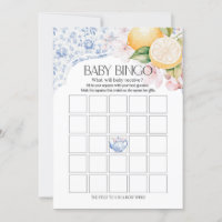 Chinoiserie Lemon Tea Party Baby Bingo Game