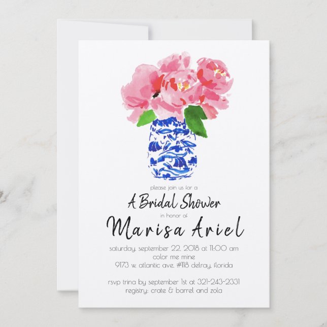 Convites chinoiserie & peônias (Frente)