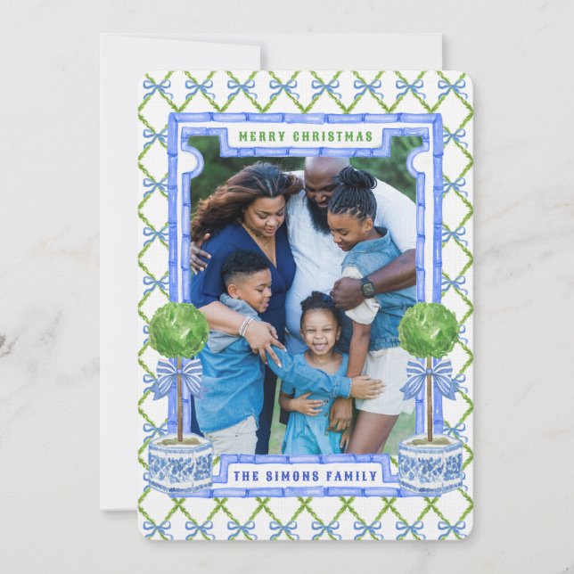 Convites Chinoiserie Topiary Christmas (Frente)