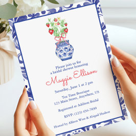 Convites Chinoiserie Vase de Morangos Vermelhos