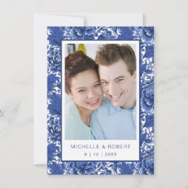 Convites Chintz Floral Elegante Azul e Branco