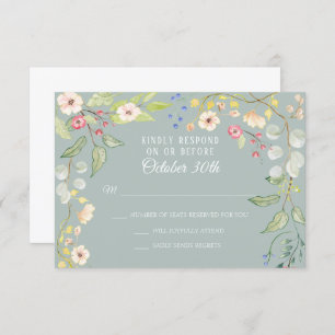 Convites Chintz Silver Sage Blush Watercolor RSVP