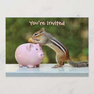 Convites Chipmunk Bonito com Imagem Bancária Engraçada