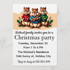 Convites Chipmunks Christmas Party Invitation