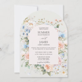 Convites Chique Blush Blue Floral Casamento Flor Branco