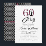 Convites Chique Burgundy 60 e Sassy | Festa de Aniversário<br><div class="desc">Um convite de foto de aniversário de 60 anos, chique e elegante, que você pode personalizar e enviar para a celebração do seu aniversário de sessenta anos. As palavras "60 e Sassy" em preto e glitter burgundy são definidas usando tipografia moderna. Há um padrão geométrico preto e branco no verso...</div>