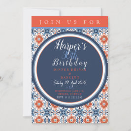 Convites Chique e Detalhado Aniversário Azul Marinho