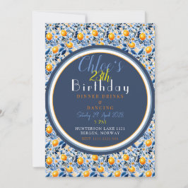 Convites Chique E Detalhado Azul Marinho E Aniversário De C