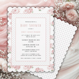 Convites Chique Floral Rosa Vintage Baby Girl Chá