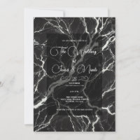 Chique Preto e Branco Mármore Glamouroso Casamento