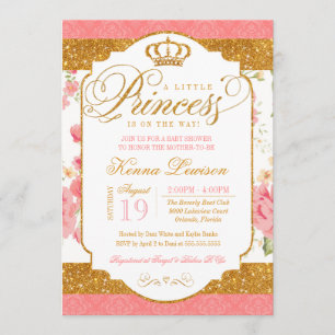 Convites Chique Princesa Chá de fraldas Floral
