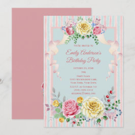 Convites Chique Vintage Floral Aniversário
