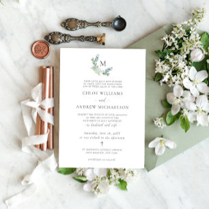Convites Chloe Simples Elegante Vegetação Casamento Católic