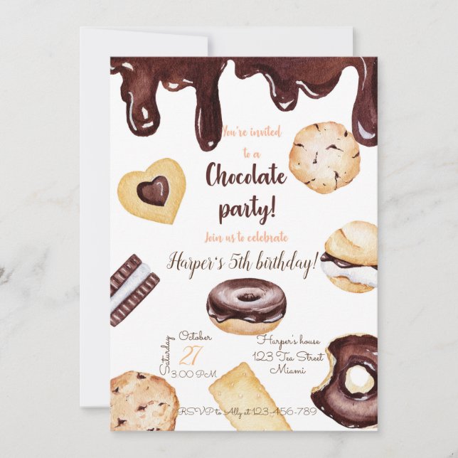 Convites Chocolate Birthday Invitation (Frente)