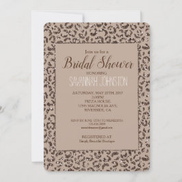 Convites Chocolate Brown Mocha Cream Leopard Impressão Líti