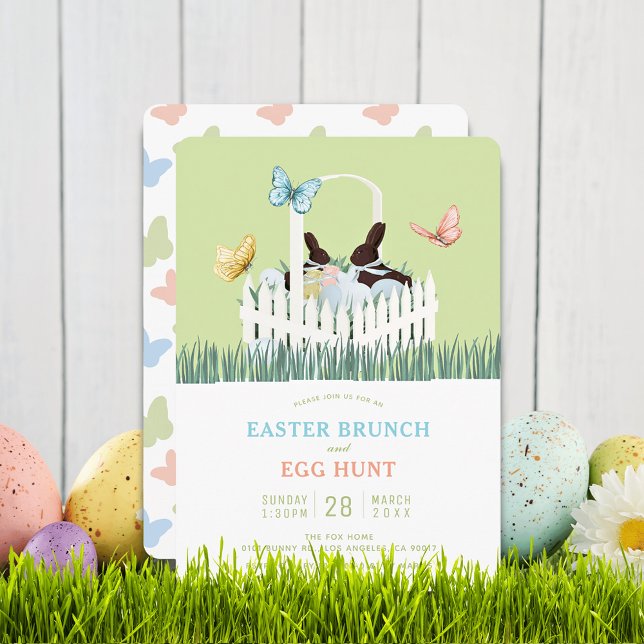 Convites Chocolate Bunny Easter Brunch Egg Hunt Invitation (Criador carregado)