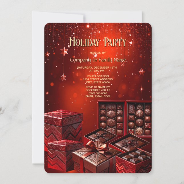 Convites Chocolate Candy Christmas Holiday Invitation (Frente)