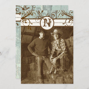 Convites Chocolate Chic Mint Rusn Barn Wood