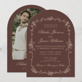 Convites Chocolate Marrom Floral Dinheiro Antigo Casamento