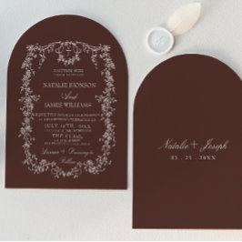 Convites Chocolate Marrom Floral Dinheiro Antigo Casamento