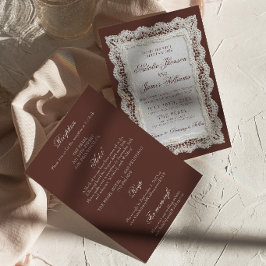 Convites Chocolate Marrom Renda Dinheiro Antigo Tudo em Um