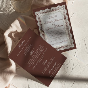 Convites Chocolate Marrom Renda Dinheiro Antigo Tudo em Um