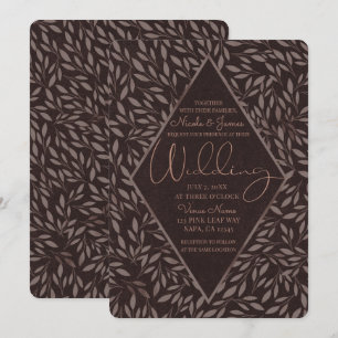 Convites Chocolate Mauve Rosa Folhas Botânico Casamento