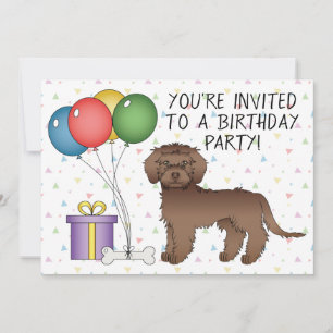 Convites Chocolate Mini Goldendoodle Cartoon Cachorro Anive