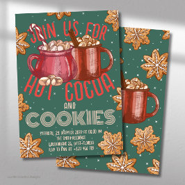Convites Chocolate Quente Caneca Vermelha & Biscoitos Festa