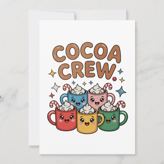Convites Chocolate Quente Cocoa Crew Kawaii Natal Xmas (Frente)