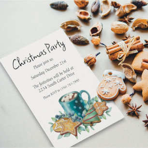 Convites Chocolate quente com cookies e verde de inverno