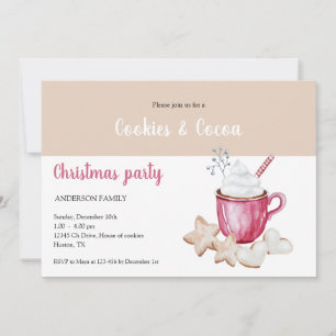 Convites Chocolate Quente De Natal E Biscoitos Aquarela 