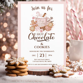 Convites Chocolate Quente E Biscoitos Rosa Natal Moderno