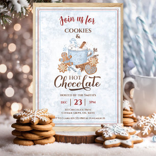 Convites Chocolate Quente E Festa Azul De Natal